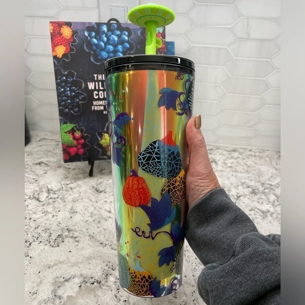 Starbucks 2024 Alien Spaceship & Pumpkin Glow in the Dark Topper Tumbler. NWT.